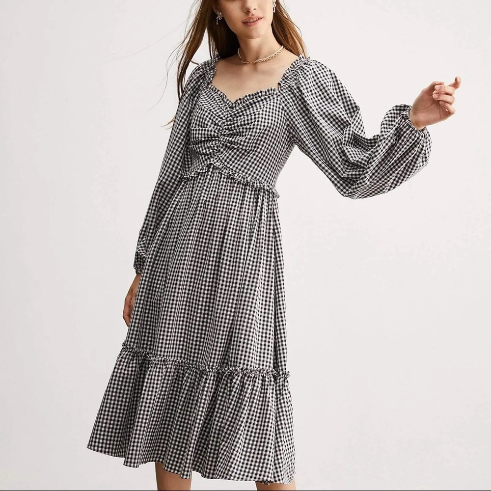 Black Gingham MIDI Dress - J.ING
